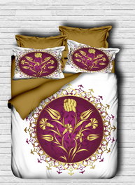L'essentiel linge de maison Juego de funda de edredón individual con impresión 3D, Marrón/Morado/Blanco